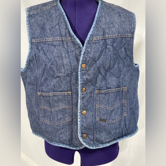 Roebucks Other - Vintage Denim Shearling Vest // 70's Roebucks // Size X-Large